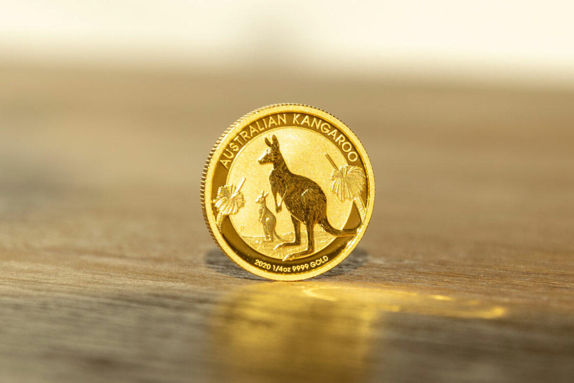 Känguru Goldmünze und Silbermünzen